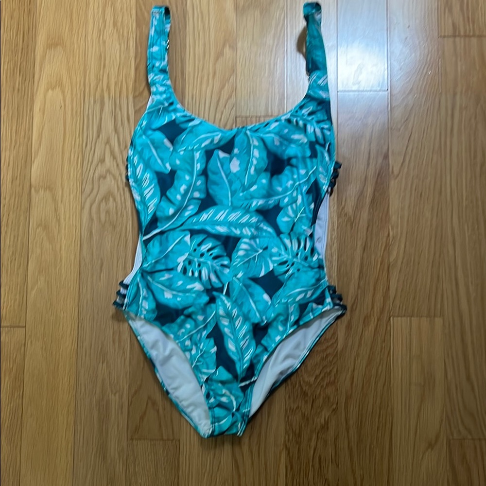 Kenny Flowers Watercolors Collection Leaf Print One Piece Swimsuit